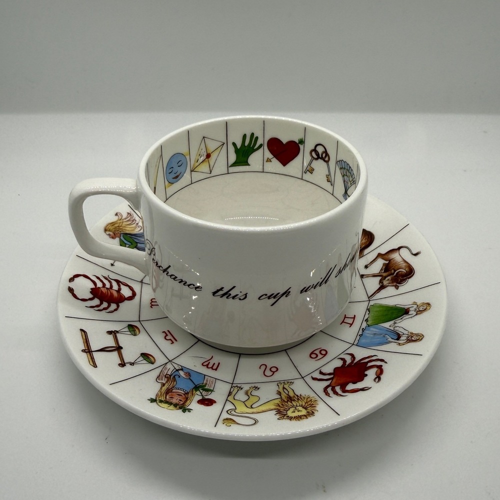 Vintage Royal Kendall Fortune Telling Cup and Saucer Astrology Zodiac Design